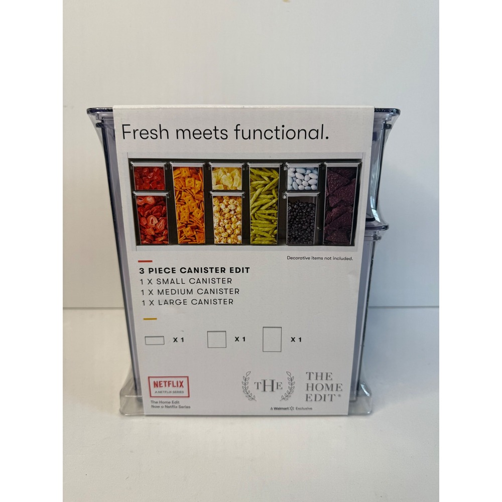 The Home Edit 3 Piece Canister Edit Clear Stackable Airtight Food Storage Set